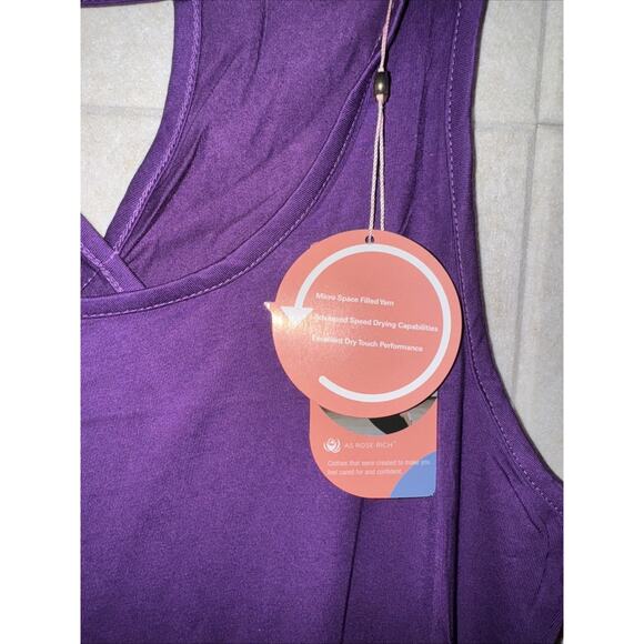 NWT AS ROSE RICH Workout Tank Women Yoga Crossover Racerback M Deep Purple - Picture 4 of 6